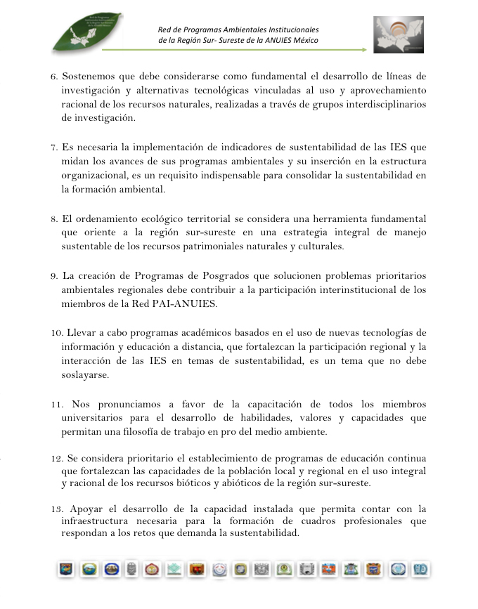 Declaratoria de Campeche por la Sustentabilidad2 - Red de Programas Ambientales Institucionales de la Región Sur Sureste de México.